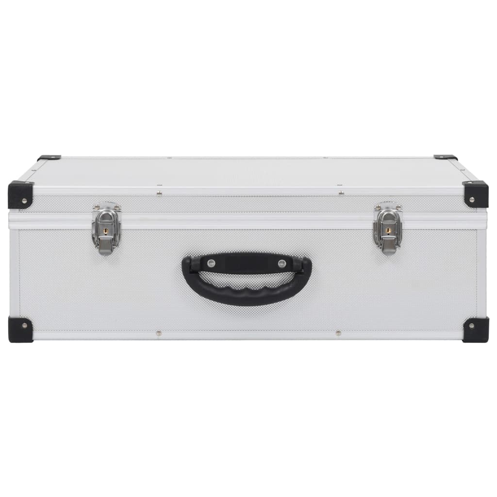 91854 vidaXL CD Case for 80 CDs Aluminium ABS Silver