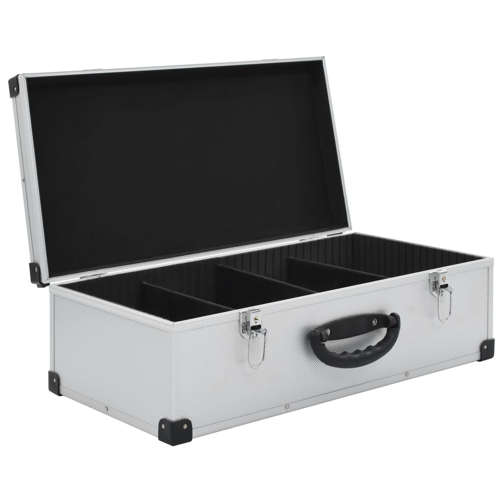 91854 vidaXL CD Case for 80 CDs Aluminium ABS Silver