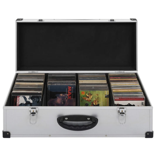 91854 vidaXL CD Case for 80 CDs Aluminium ABS Silver