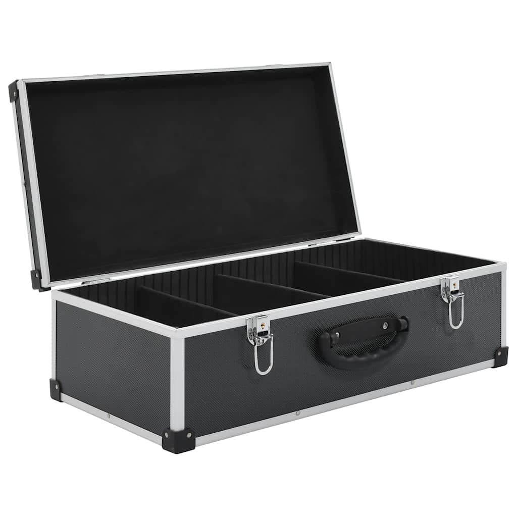 91855 vidaXL CD Case for 80 CDs Aluminium ABS Black