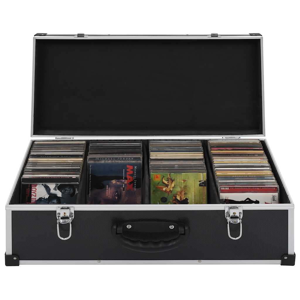 91855 vidaXL CD Case for 80 CDs Aluminium ABS Black