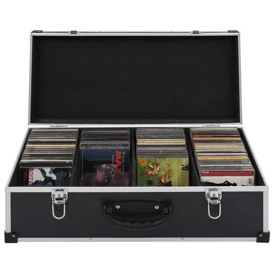91855 vidaXL CD Case for 80 CDs Aluminium ABS Black