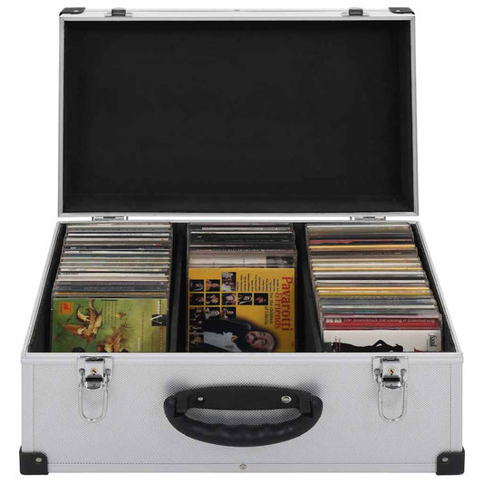 91856 vidaXL CD Case for 60 CDs Aluminium ABS Silver