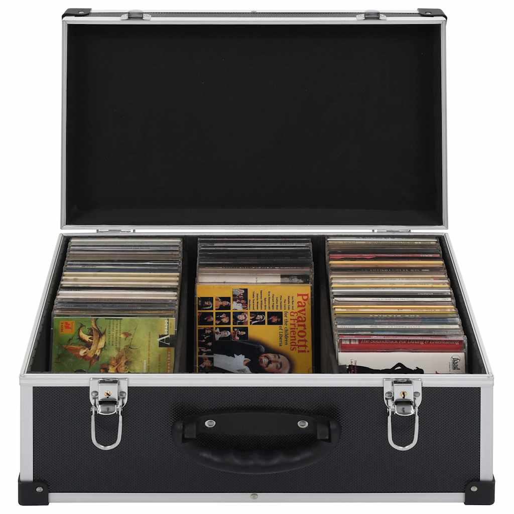 91857 vidaXL CD Case for 60 CDs Aluminium ABS Black