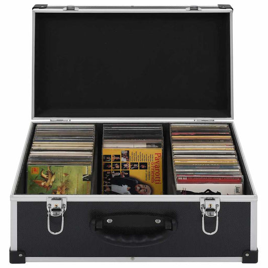 91857 vidaXL CD Case for 60 CDs Aluminium ABS Black