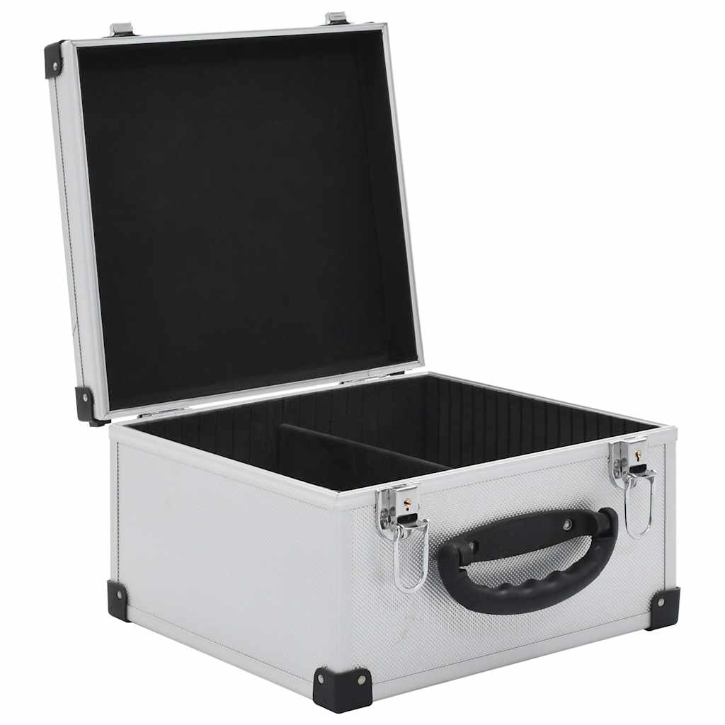 91858 vidaXL CD Case for 40 CDs Aluminium ABS Silver