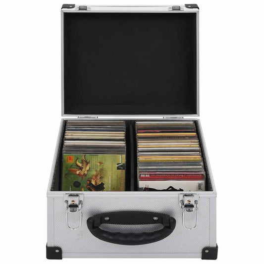 91858 vidaXL CD Case for 40 CDs Aluminium ABS Silver