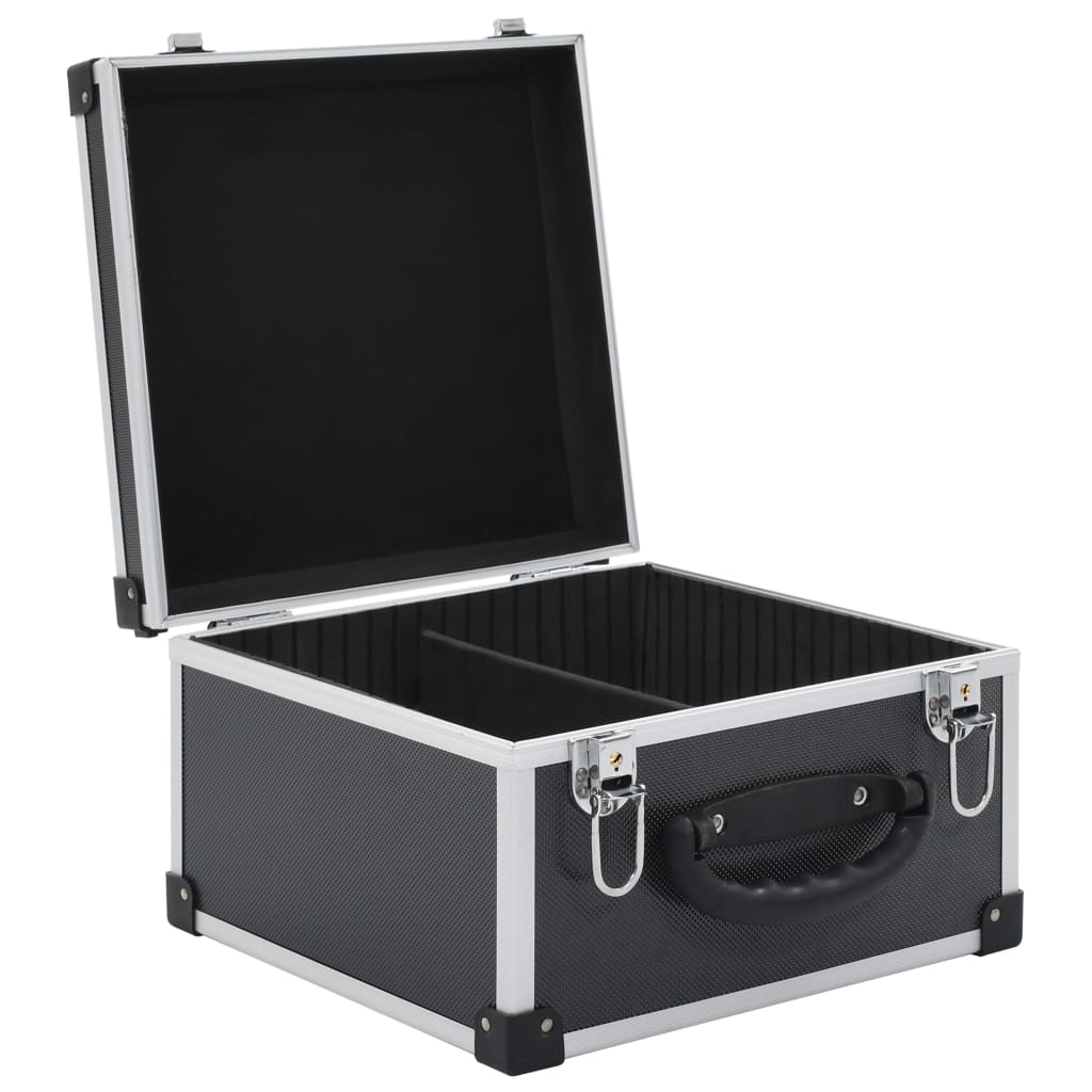 91859 vidaXL CD Case for 40 CDs Aluminium ABS Black