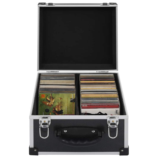 91859 vidaXL CD Case for 40 CDs Aluminium ABS Black