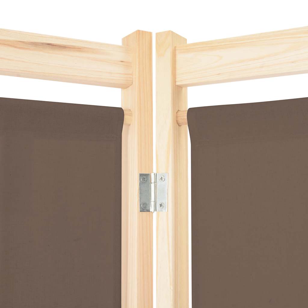 5-Panel Room Divider Brown 200x170x4 cm Fabric