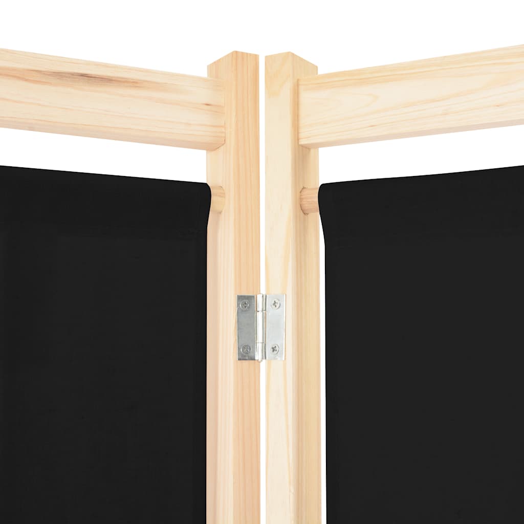 5-Panel Room Divider Black 200x170x4 cm Fabric