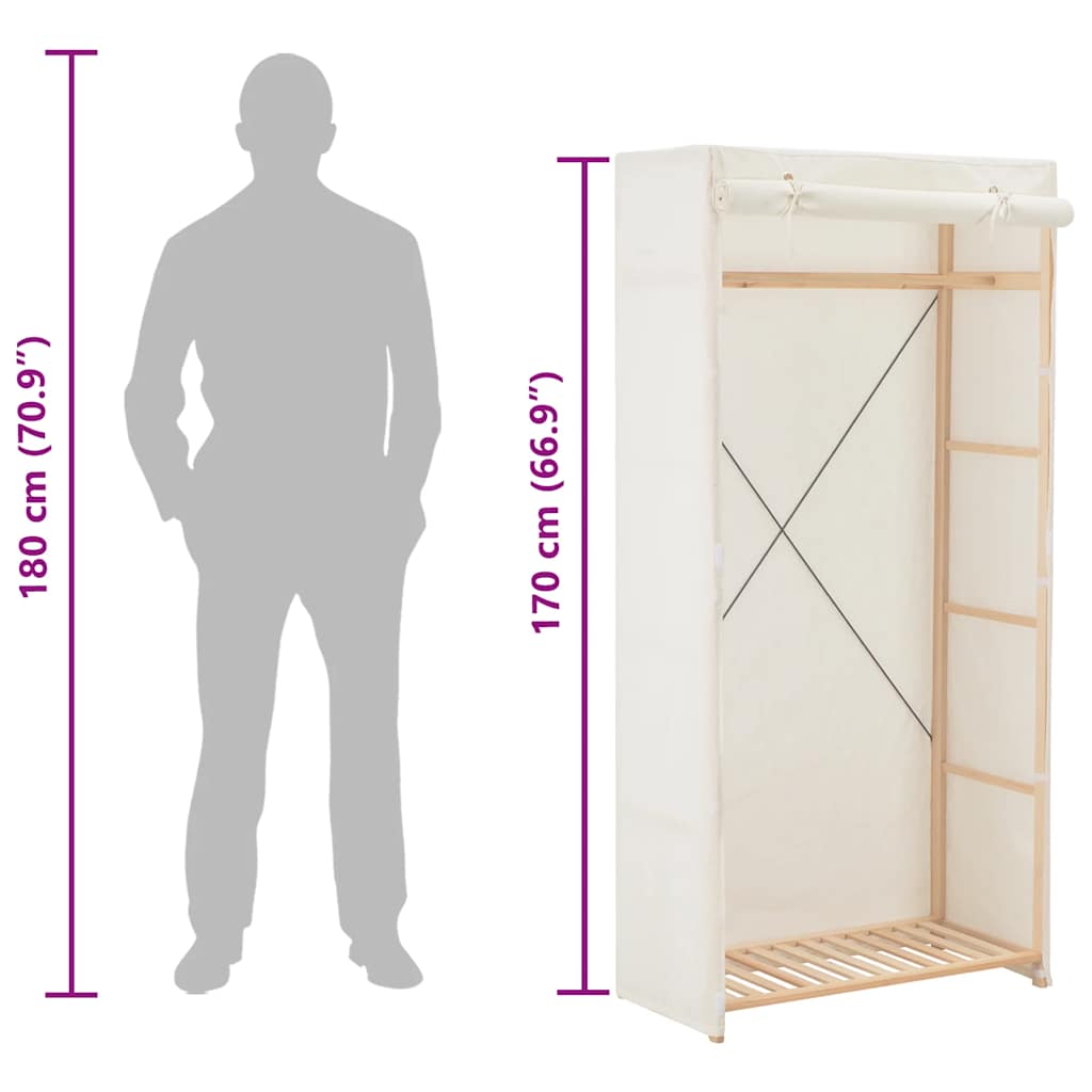 Wardrobe White 79x40x170 cm Fabric