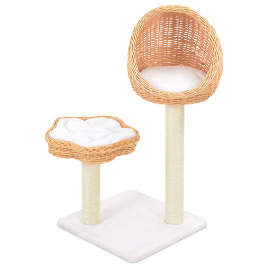 Cat Tree | Natural | Willow, Soft plush, Sisal rope | Medium