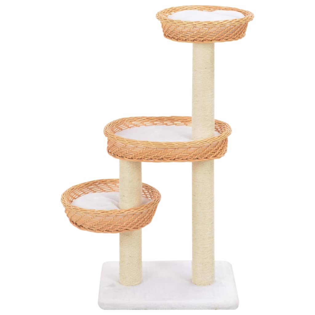 vidaXL Cat Tree with Sisal Scratching Post Natural Willow Wood