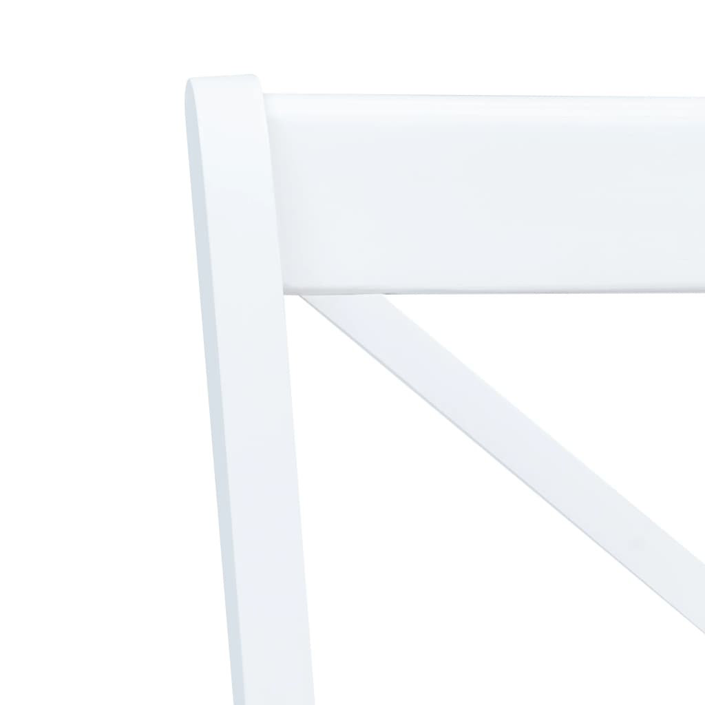 Dining Chairs 2 pcs White and Natural Solid Rubber Wood
