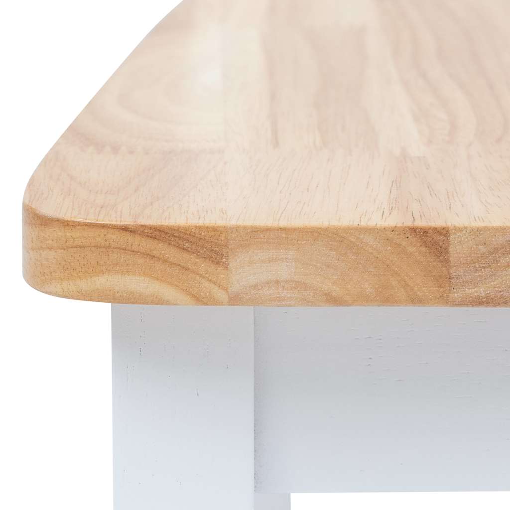 Dining Chairs 2 pcs White and Natural Solid Rubber Wood