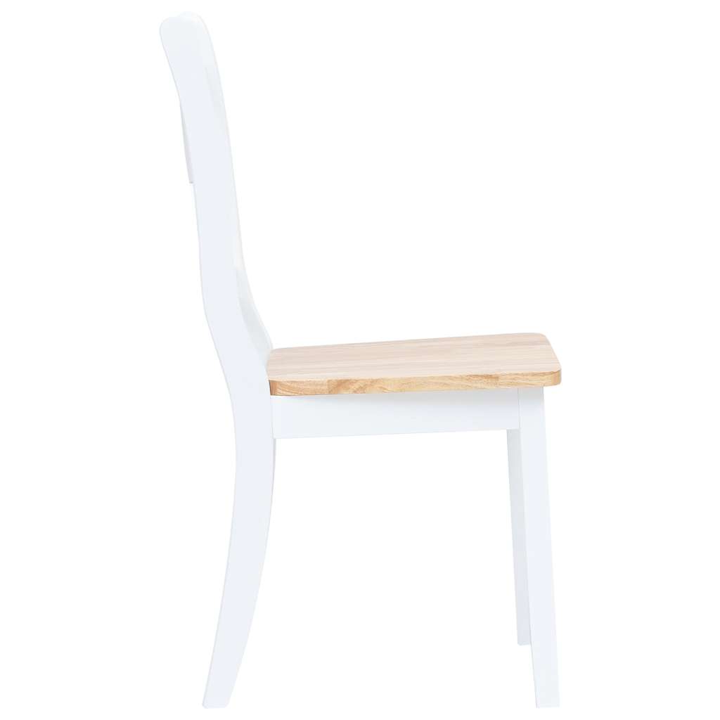 Dining Chairs 4 pcs White and Natural Solid Rubber Wood