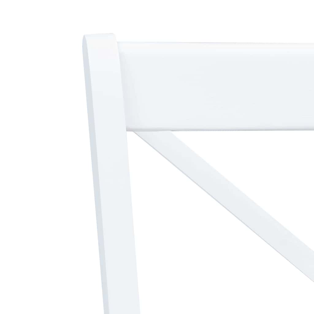 Dining Chairs 4 pcs White and Natural Solid Rubber Wood