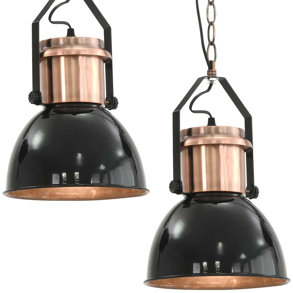 Ceiling Lamp |  Set of 2 | Black and Copper | Metal | Medium