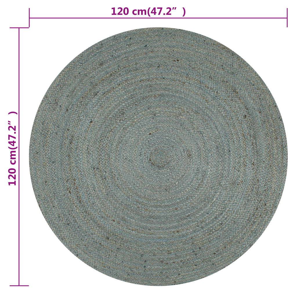 vidaXL Handmade Rug Jute Round 120 cm Olive Green