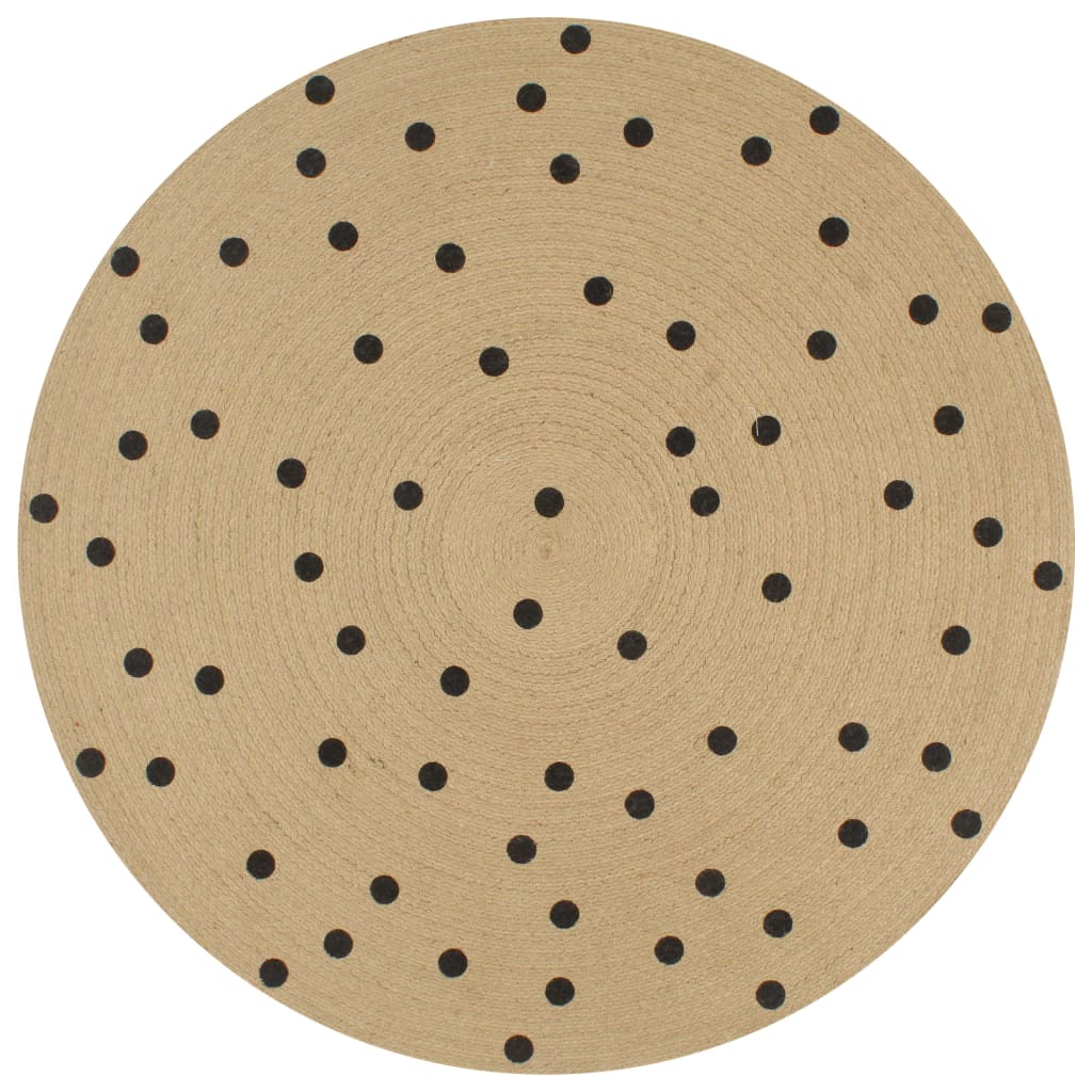 vidaXL Handmade Rug Jute with Print Polka Dot 150 cm