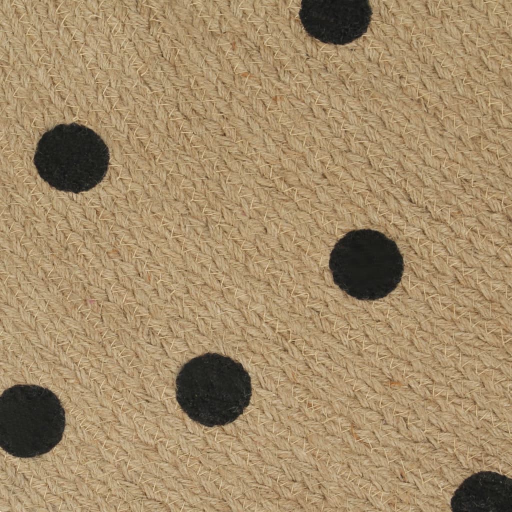 vidaXL Handmade Rug Jute with Print Polka Dot 150 cm