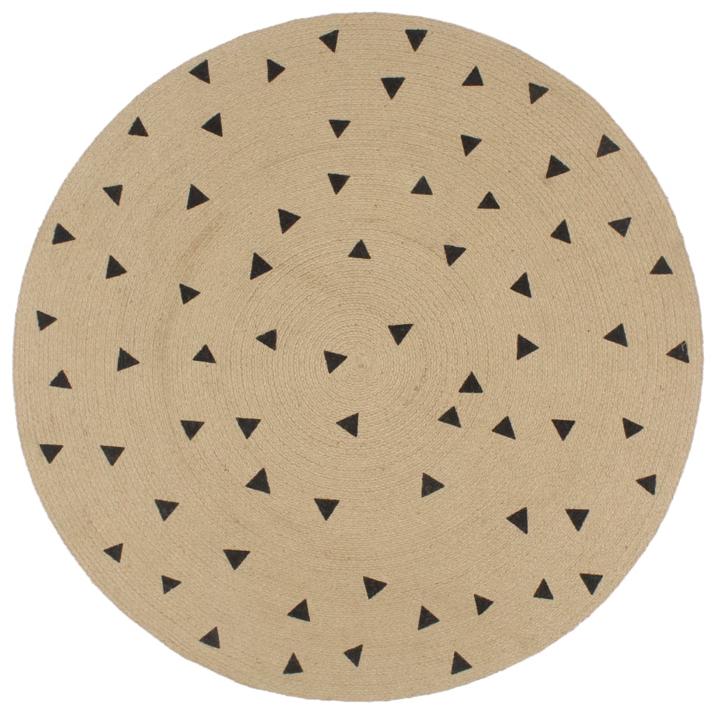 vidaXL Handmade Rug Jute with Triangle Print 90 cm