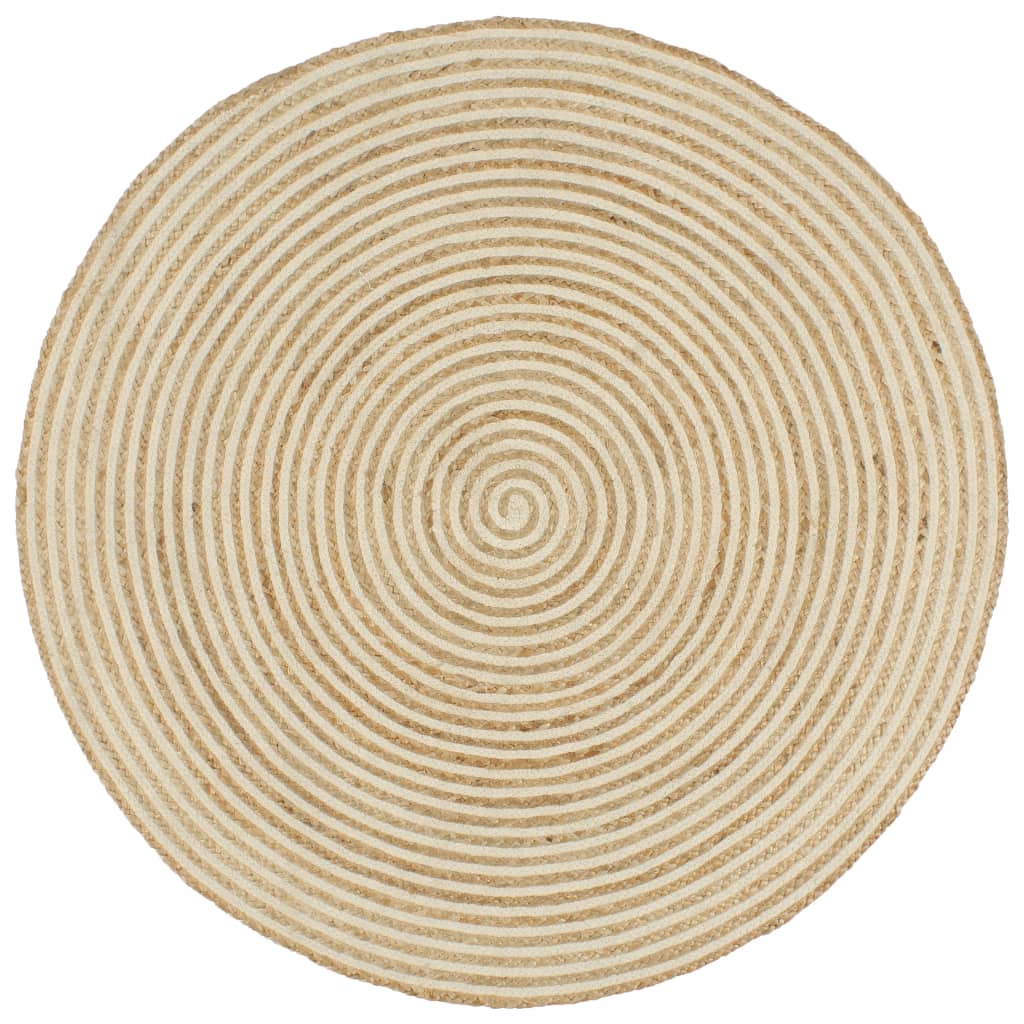 vidaXL Handmade Rug Jute with Spiral Design White 120 cm