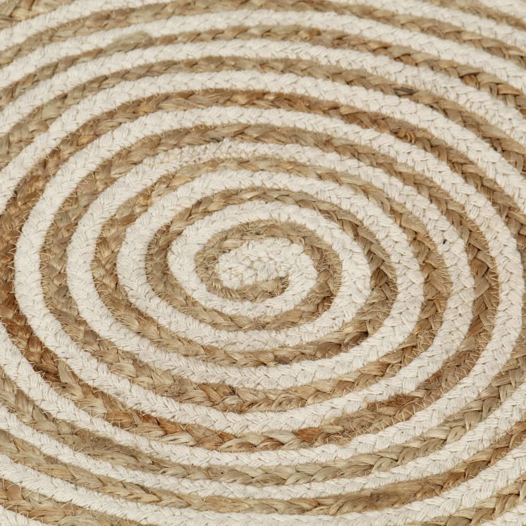 vidaXL Handmade Rug Jute with Spiral Design White 120 cm