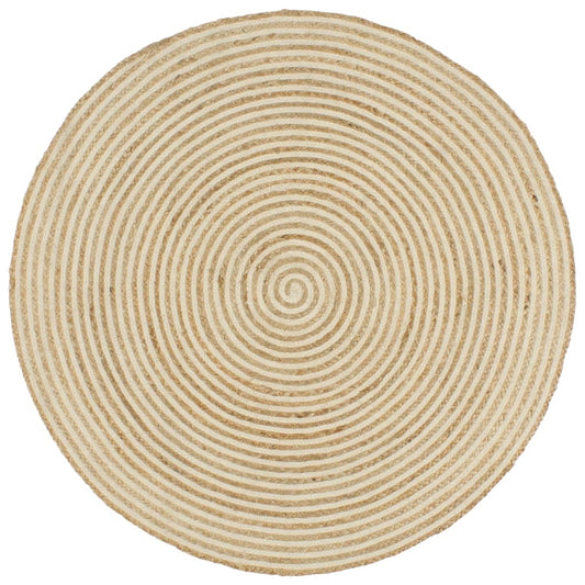 vidaXL Handmade Rug Jute with Spiral Design White 150 cm