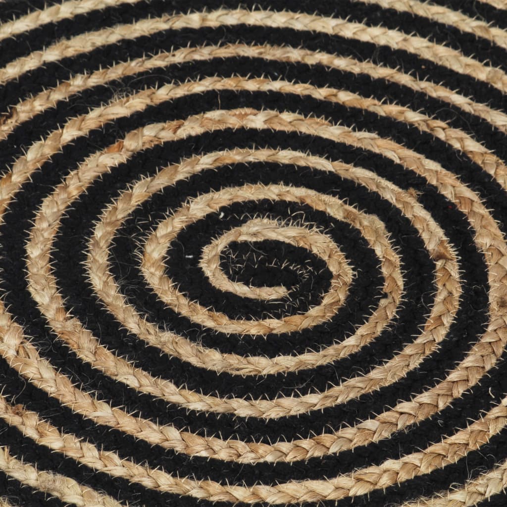 vidaXL Handmade Rug Jute with Spiral Design Black 150 cm