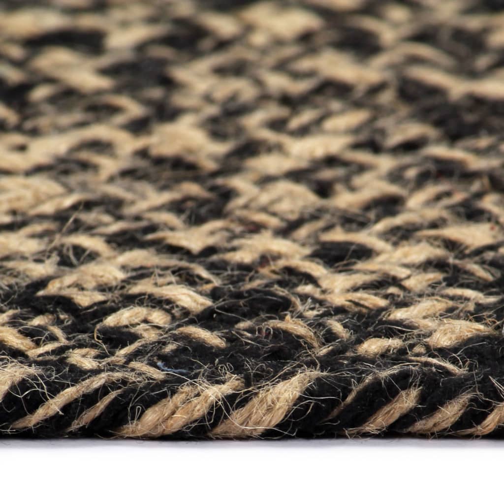 vidaXL Handmade Rug Jute Black and Natural 90 cm