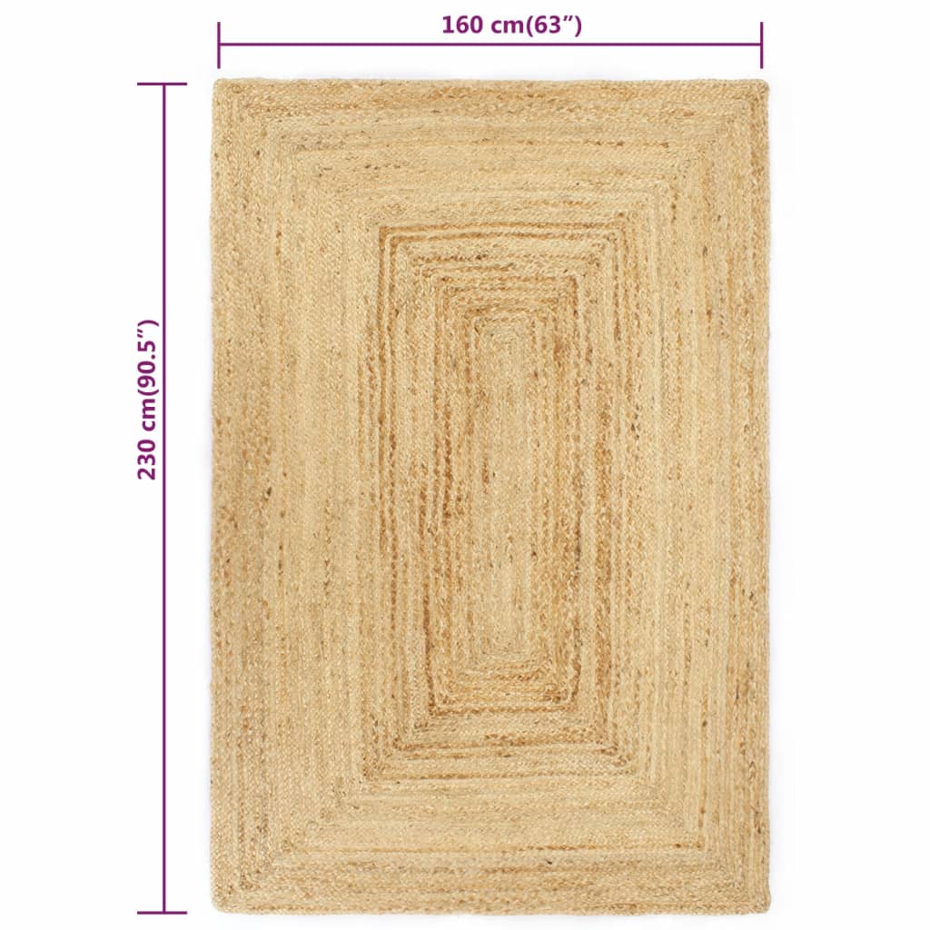 vidaXL Handmade Rug Jute Natural 160x230 cm