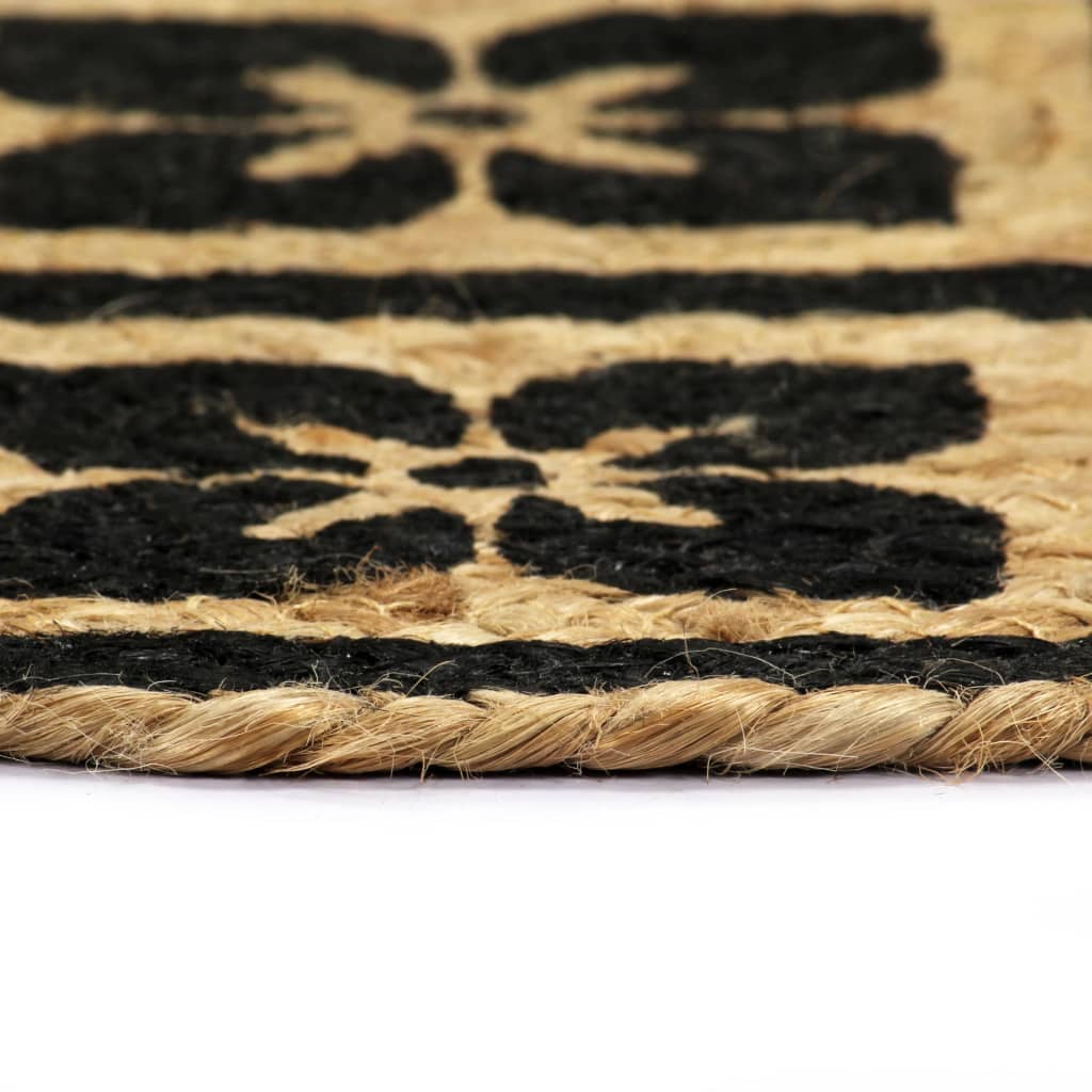 Placemat | Set of 6 | Black | Jute | 38 cm diameter | Non-slip | Placemat