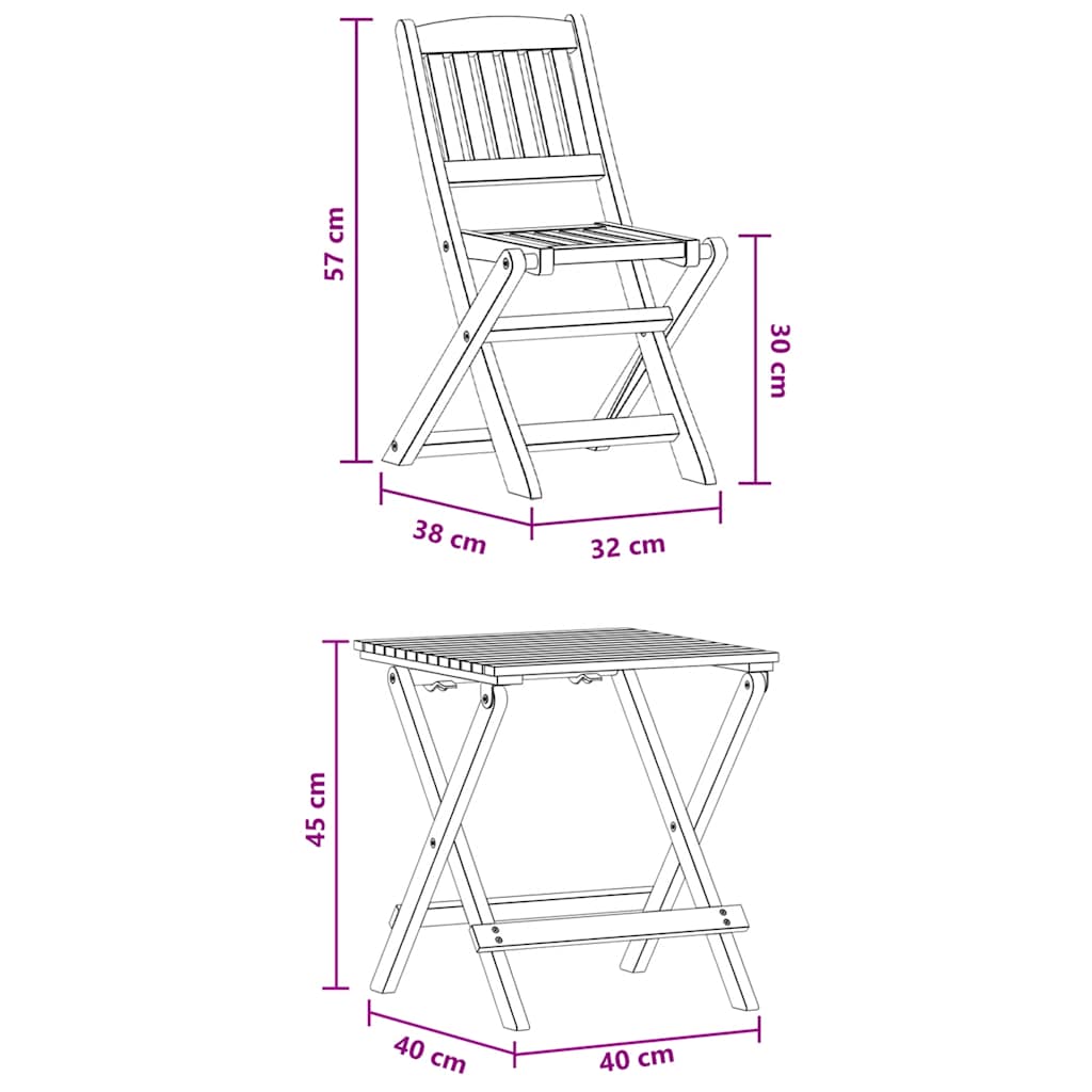 Bistro Set | Brown | Solid eucalyptus wood with an oil finish | Small