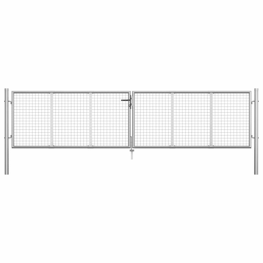 Garden Gate Galvanised Steel 400x75 cm Silver