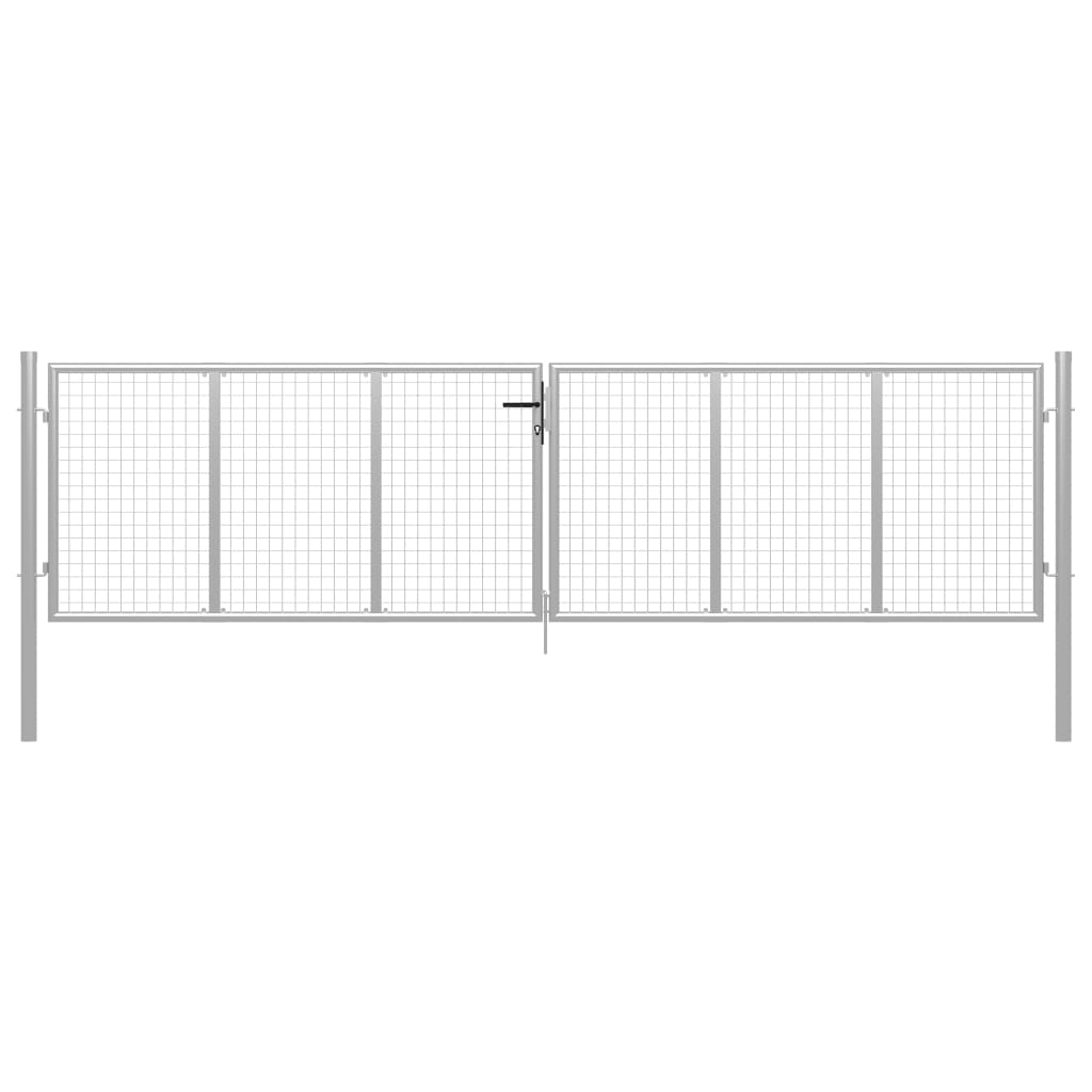 vidaXL Garden Gate Galvanised Steel 415x150 cm Silver