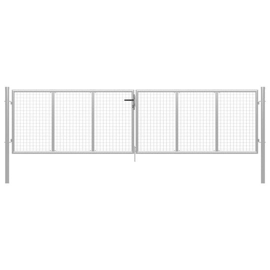 vidaXL Garden Gate Galvanised Steel 415x150 cm Silver