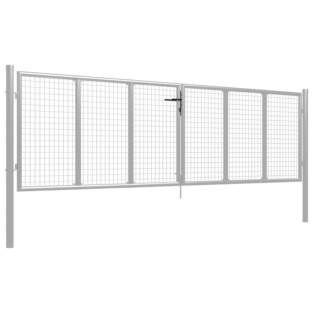 vidaXL Garden Gate Galvanised Steel 415x150 cm Silver