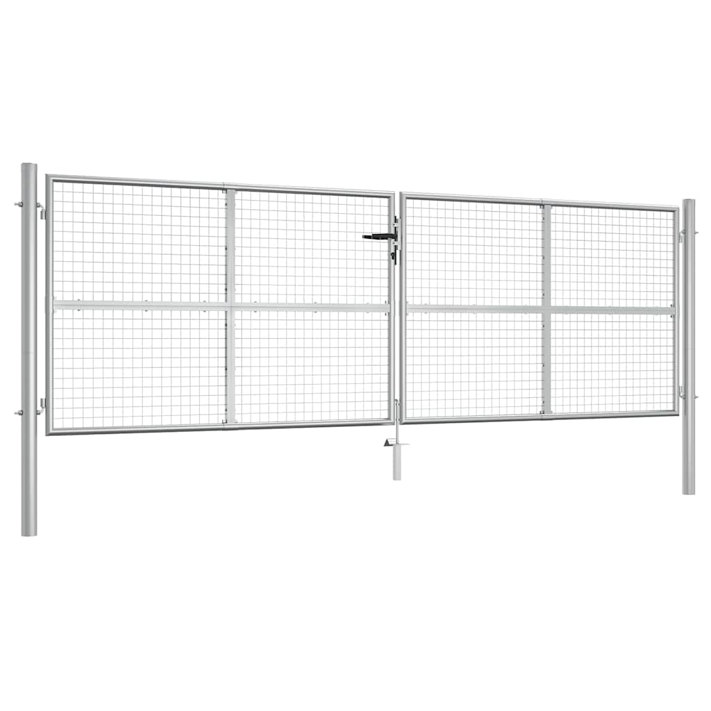 Garden Gate Galvanised Steel 400x125 cm Silver