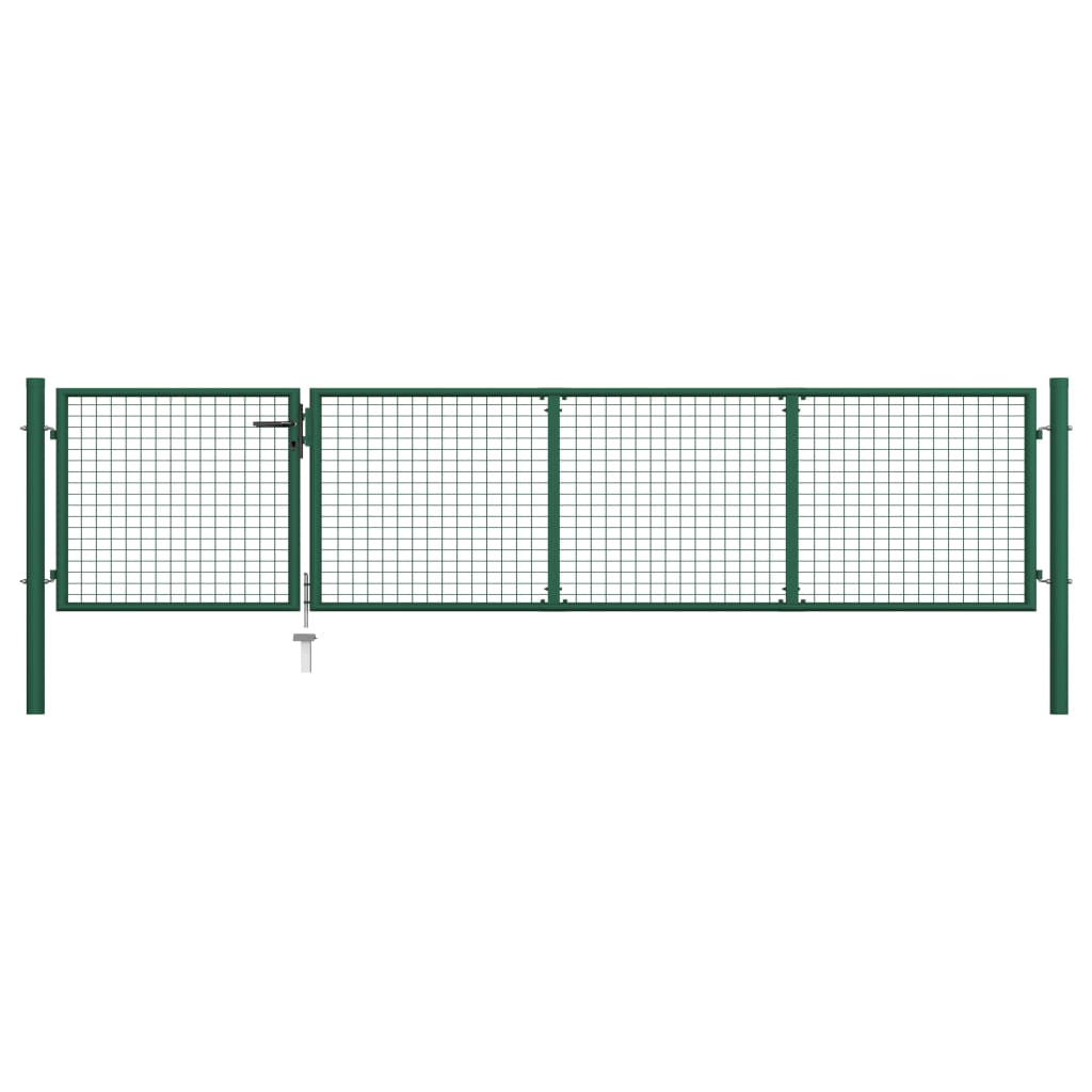 vidaXL Garden Gate Steel 350x75 cm Green