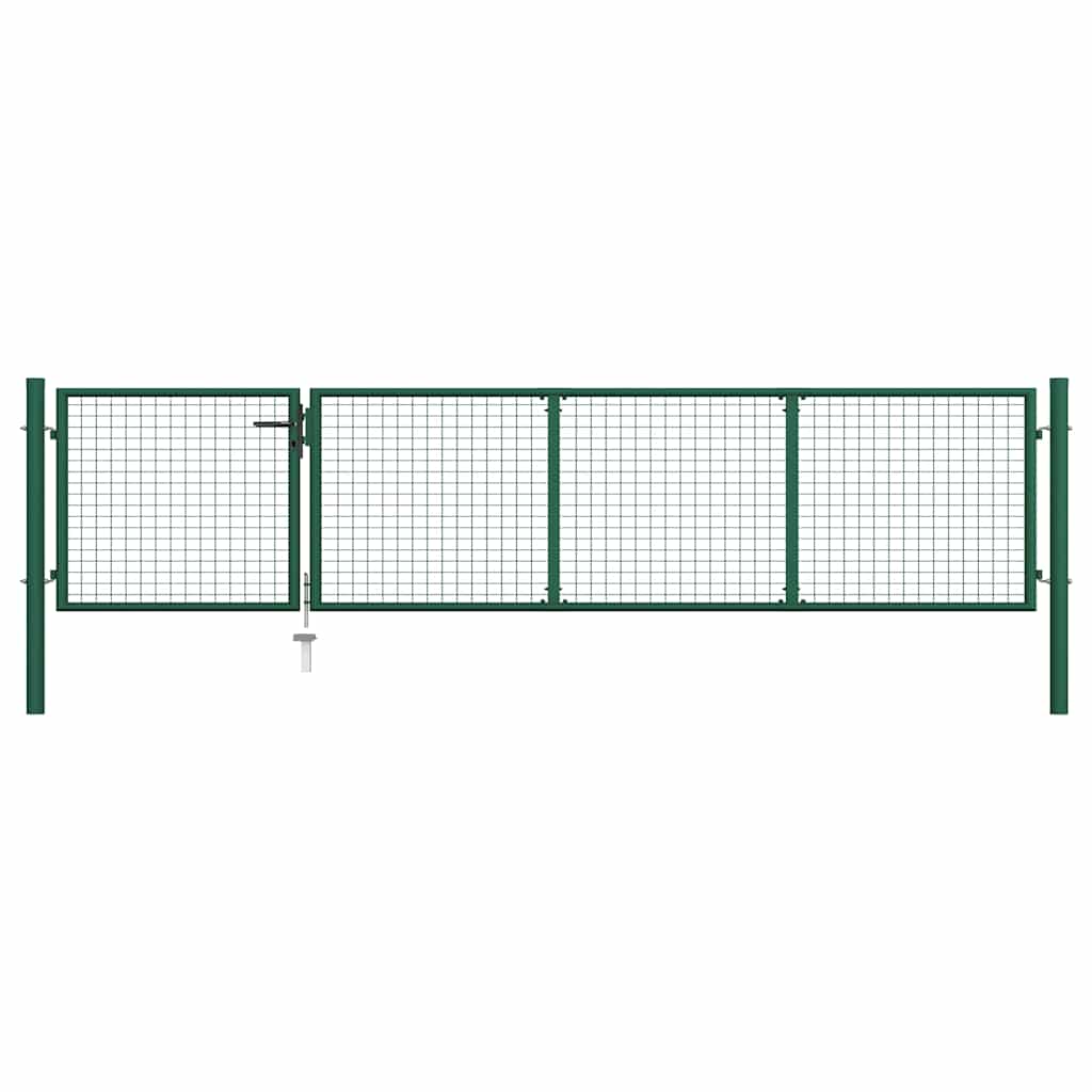 144304 vidaXL Garden Gate Steel 350x75 cm Green