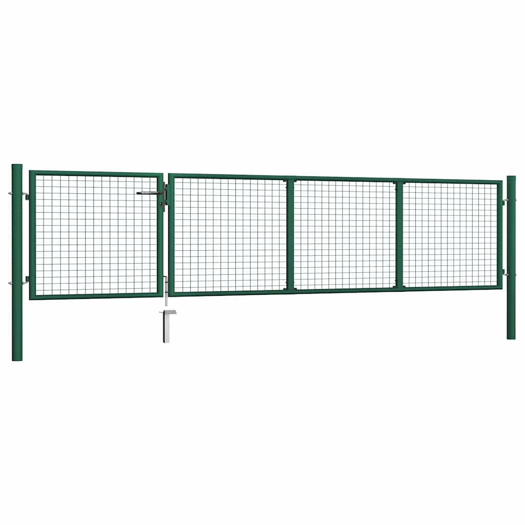 144304 vidaXL Garden Gate Steel 350x75 cm Green