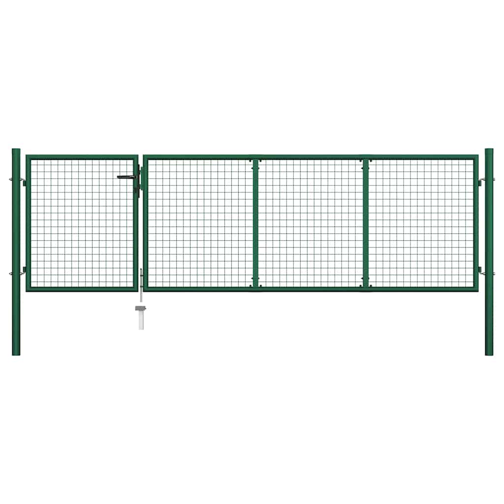 144305 vidaXL Garden Gate Steel 350x100 cm Green