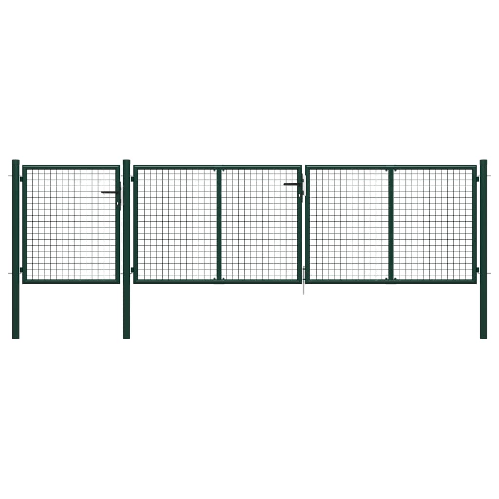 vidaXL Garden Gate Steel 400x100 cm Green