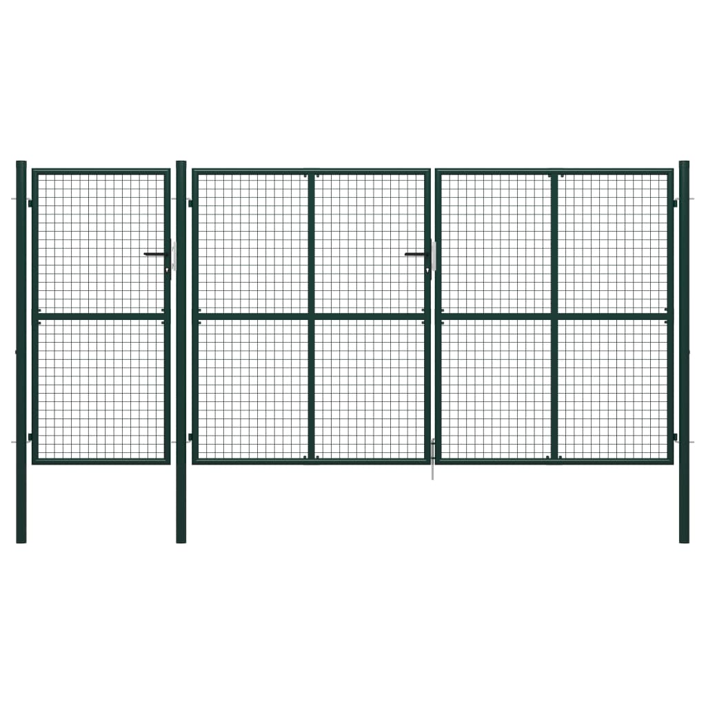 vidaXL Garden Gate Steel 400x150 cm Green