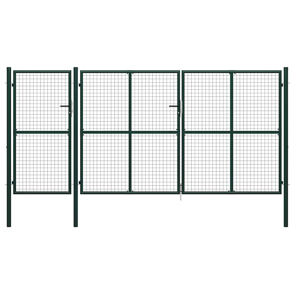 144313 vidaXL Garden Gate Steel 400x150 cm Green