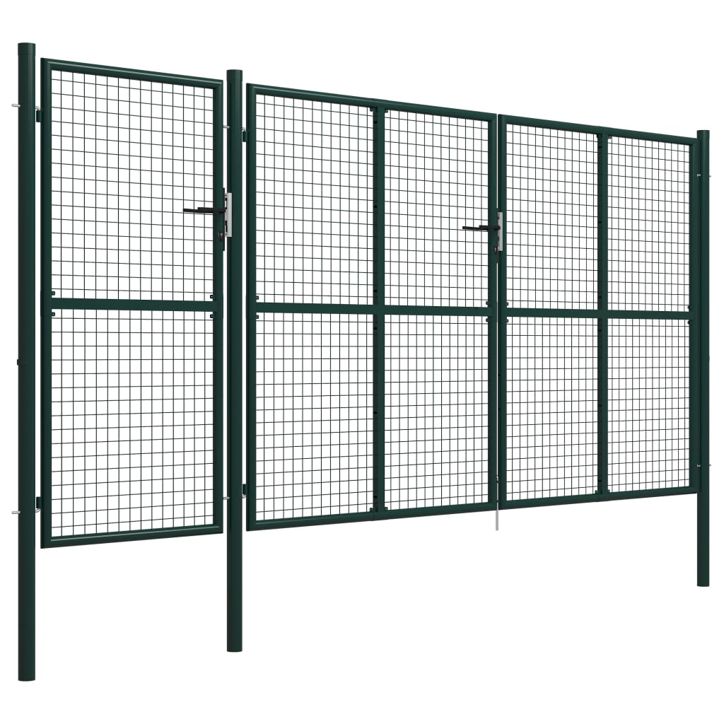 vidaXL Garden Gate Steel 400x150 cm Green