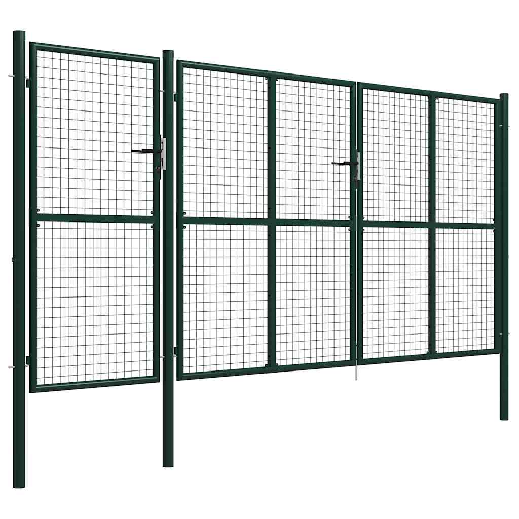 144313 vidaXL Garden Gate Steel 400x150 cm Green
