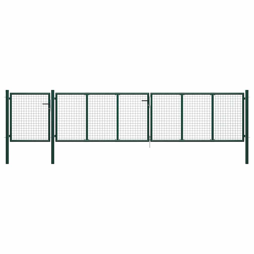 144316 vidaXL Garden Gate Steel 500x75 cm Green